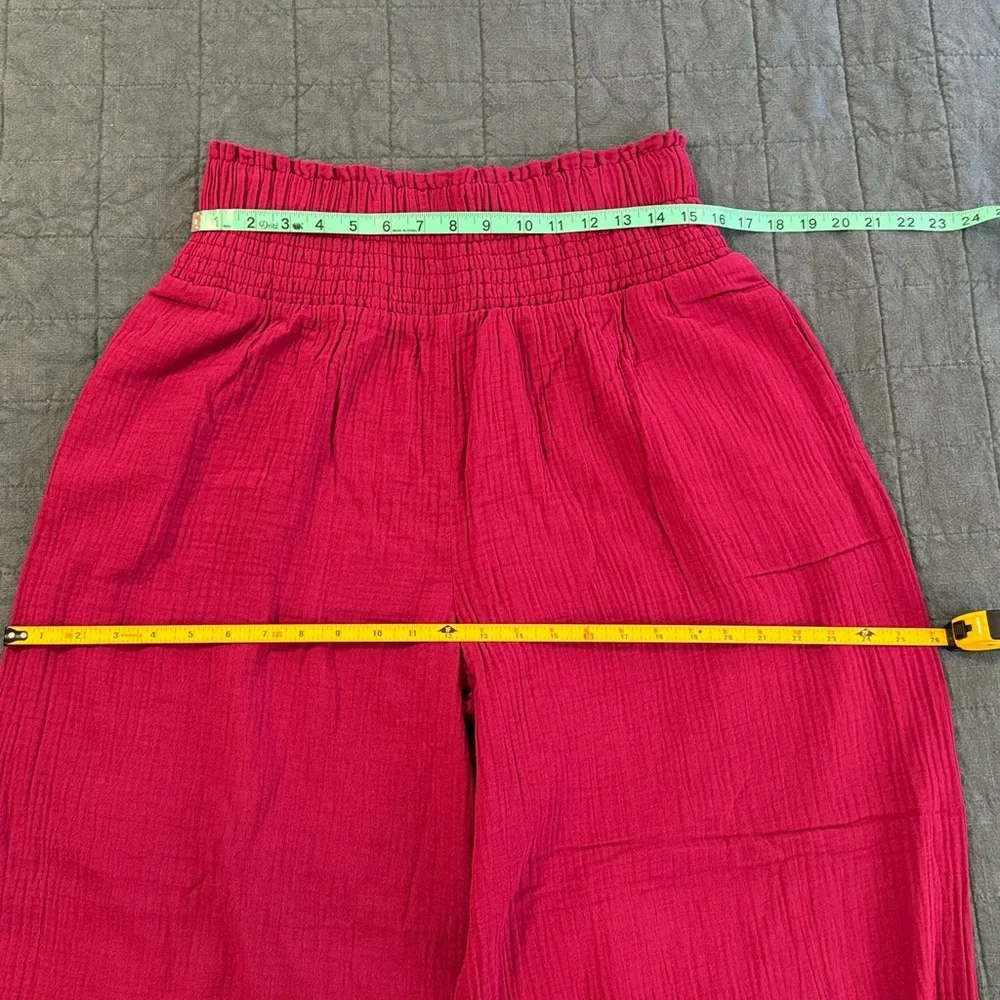 EUC Athropologie High Rise Elastic Waist Wide Leg Cotton Gauze Pants Sz M - Picture 8 of 9